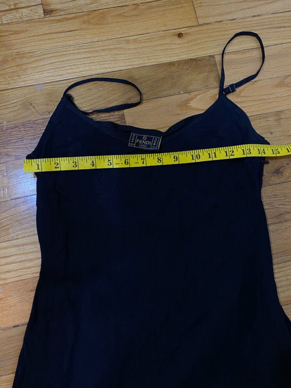FENDI Jeans VINTAGE 90s Black Cotton Mini Slip Dress, Size IT 44, Fits US Small - Picture 6 of 9